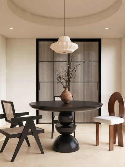 Hommie Stacked Pedestal Round Wood Table HBTD048 1