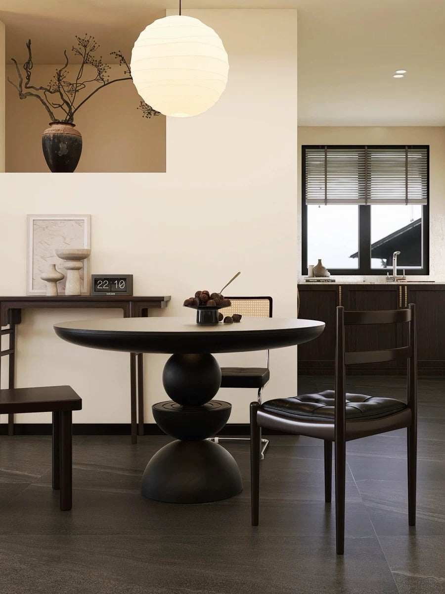 Hommie Stacked Pedestal Round Wood Table HBTD048 2