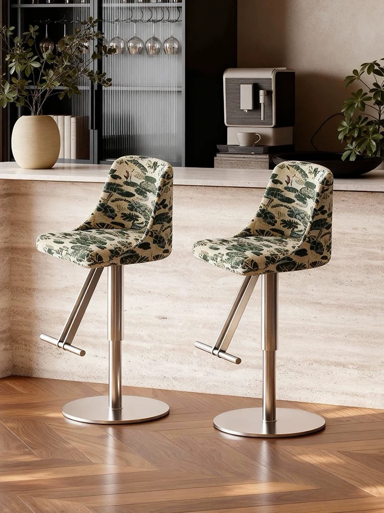 Hommie Green Pattern Chrome Bar Chair HBCH047 2