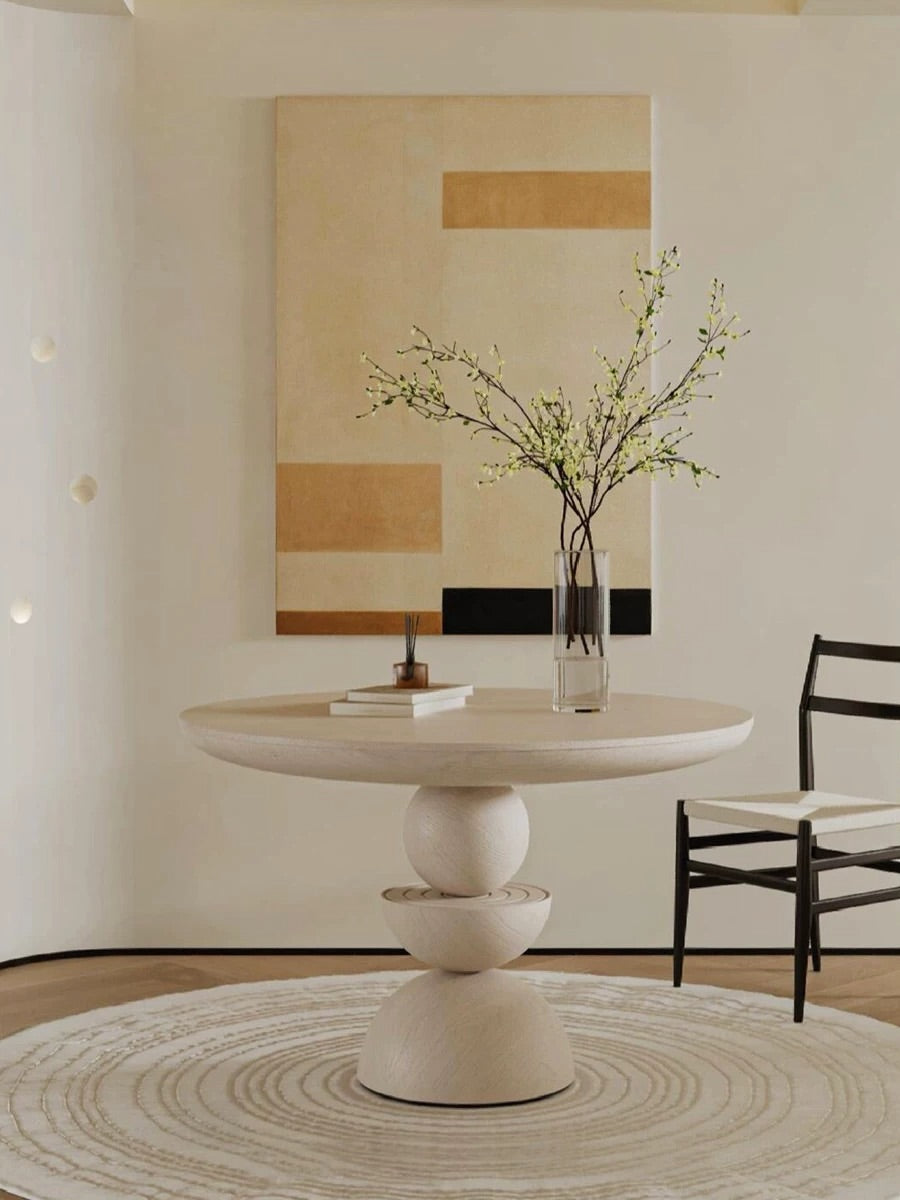 Hommie Stacked Pedestal Round Wood Table HBTD048 3