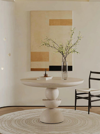 Hommie Stacked Pedestal Round Wood Table HBTD048 3