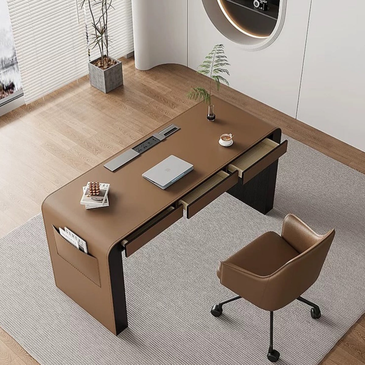 Hommie Tan Saddle Leather Working Table HBWD012 1