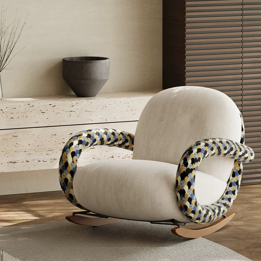 Hommie Cream Rocking Armchair with Woven Arms HBAC046 1