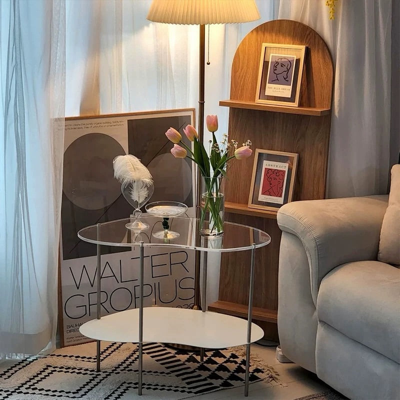 Hommie Two Tier Glass Oval Side Table HBLC042 2
