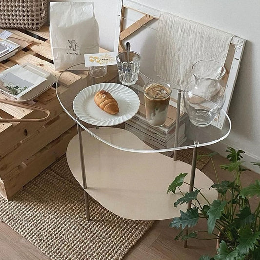Hommie Two Tier Glass Oval Side Table HBLC042 1