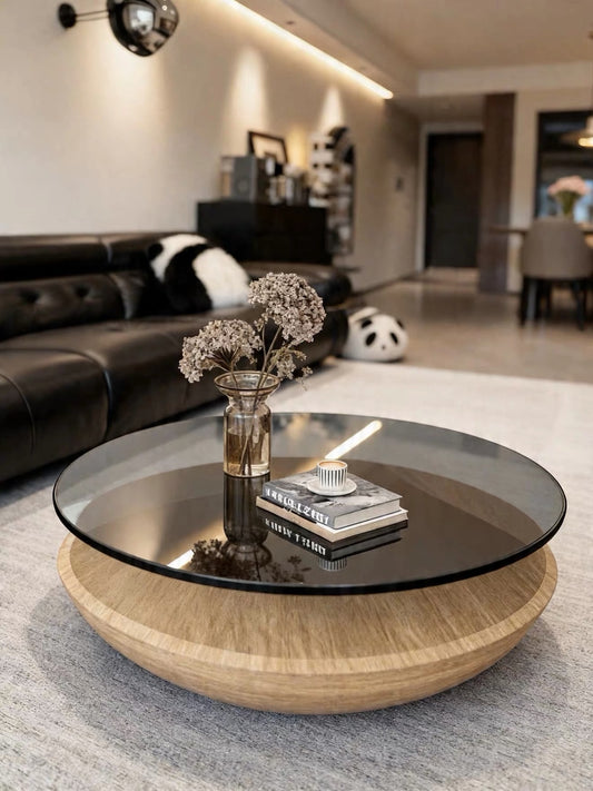 Hommie Round Glass Top Bowl Base Coffee Table HBFT046 1