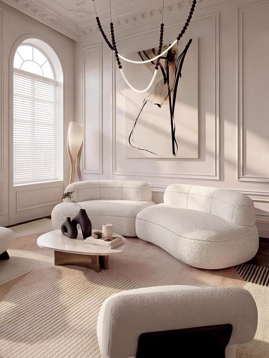 Hommie Cream Kidney Curve Sofa HBSF076 3