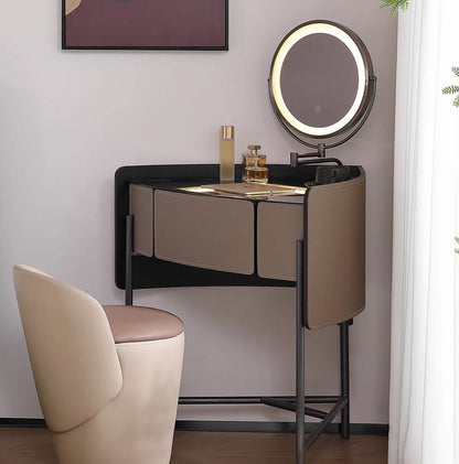 Hommie Taupe Corner Dressing Table Set with LED Mirror HBMB019 2