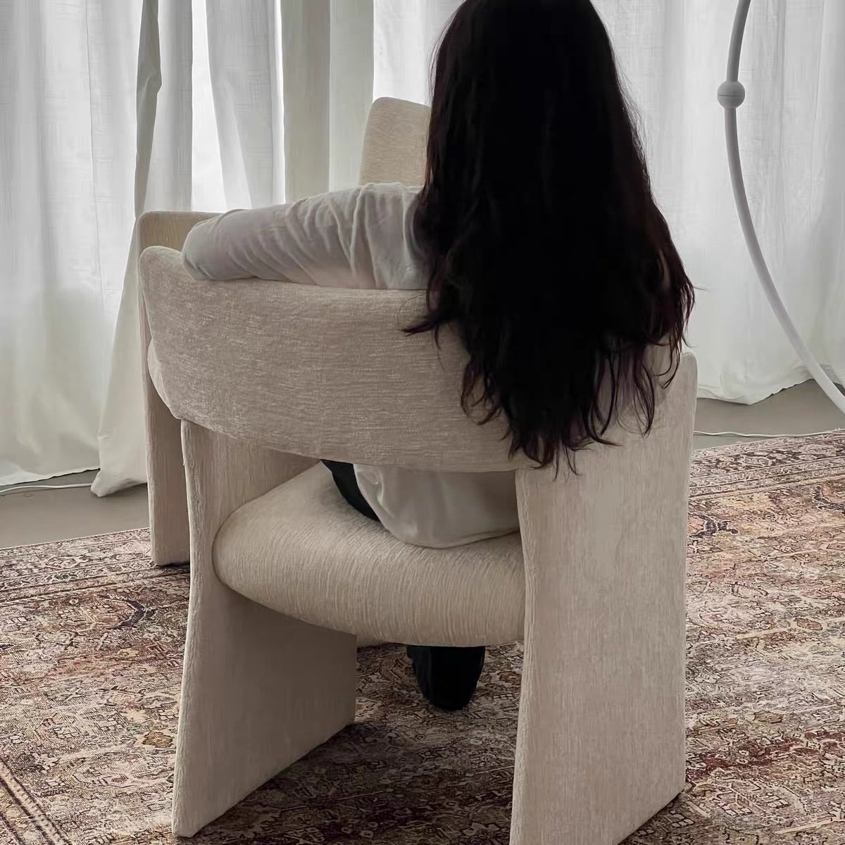 Hommie Greige Open Arm Dining Chair HBCH041 3