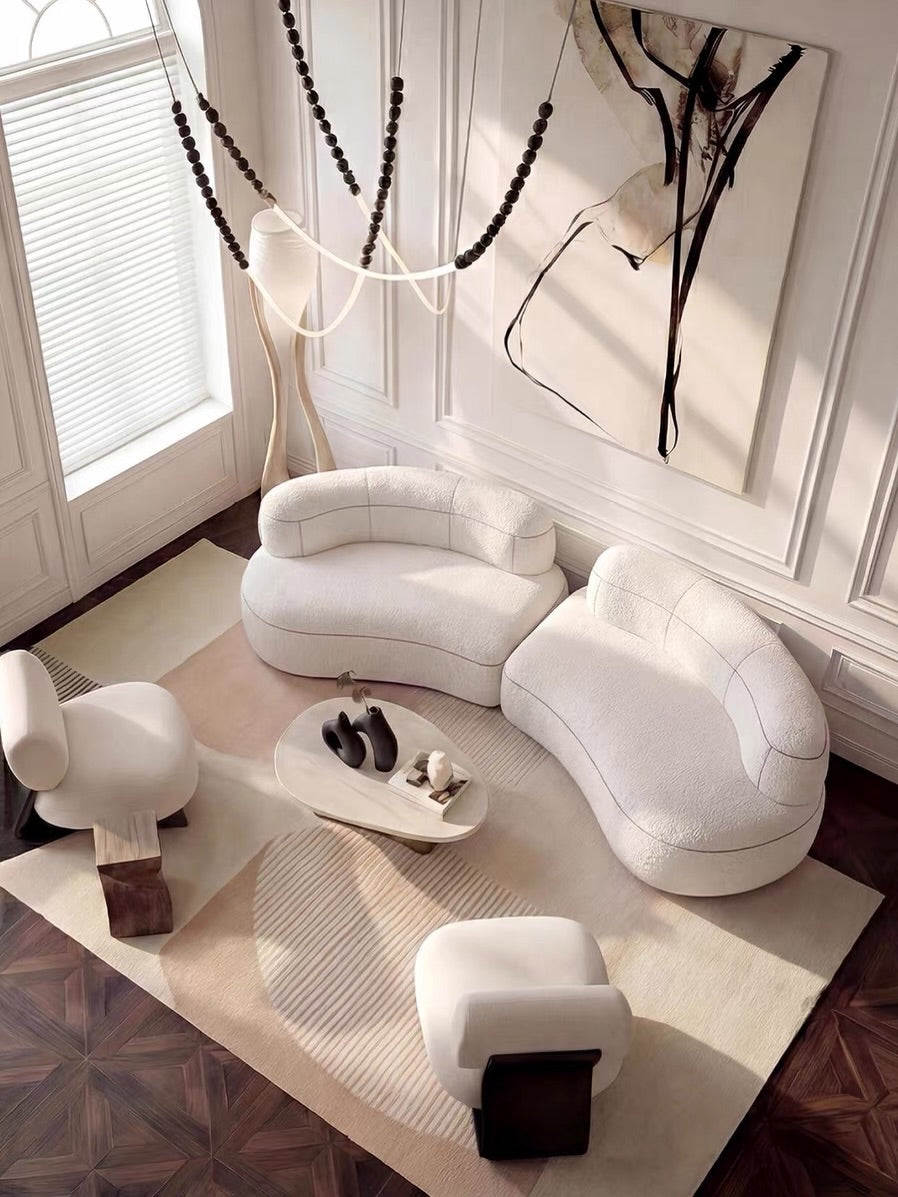 Hommie Cream Kidney Curve Sofa HBSF076 2