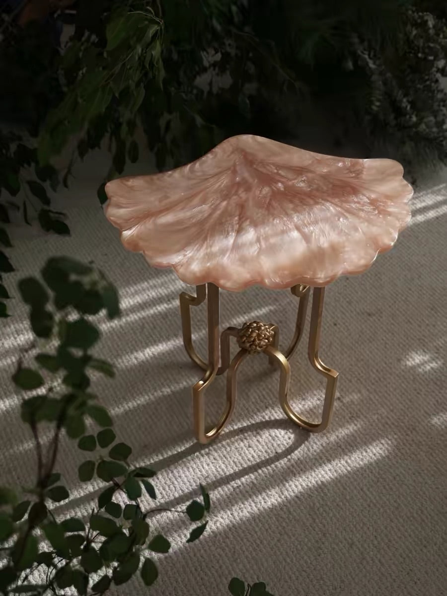 Hommie Pearl Shell Top Gold Leg Side Table HBLC040 3
