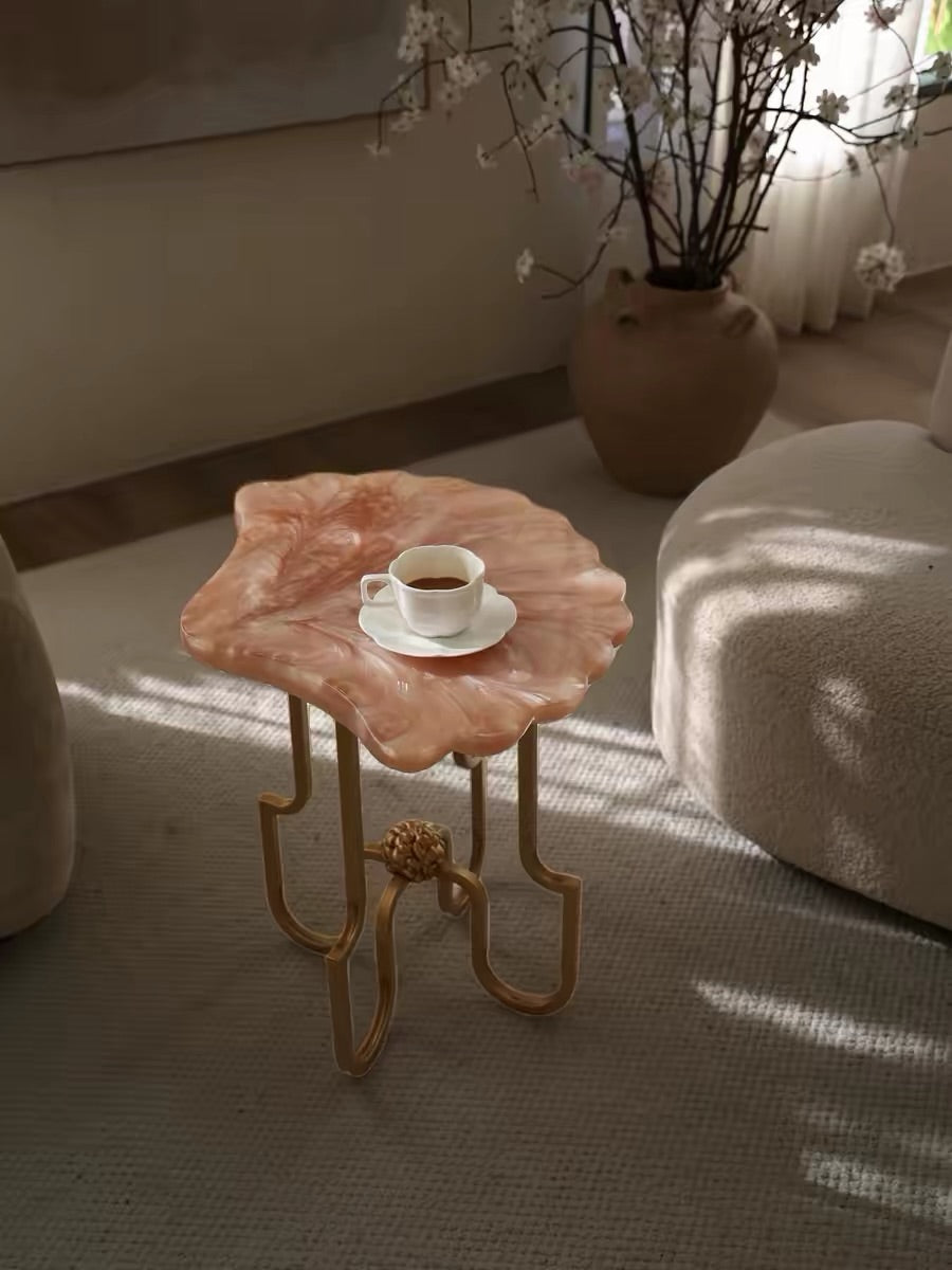Hommie Pearl Shell Top Gold Leg Side Table HBLC040 1