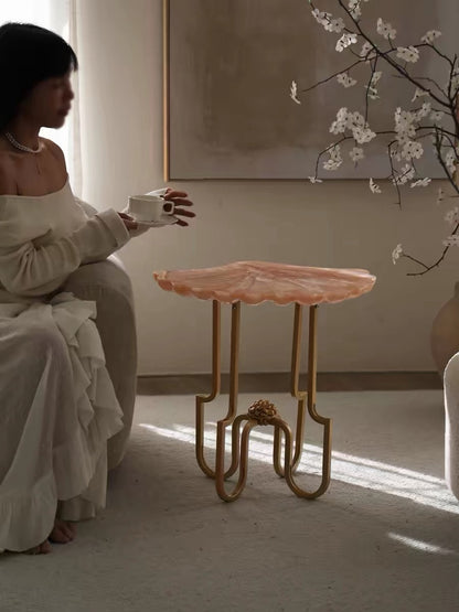 Hommie Pearl Shell Top Gold Leg Side Table HBLC040 2