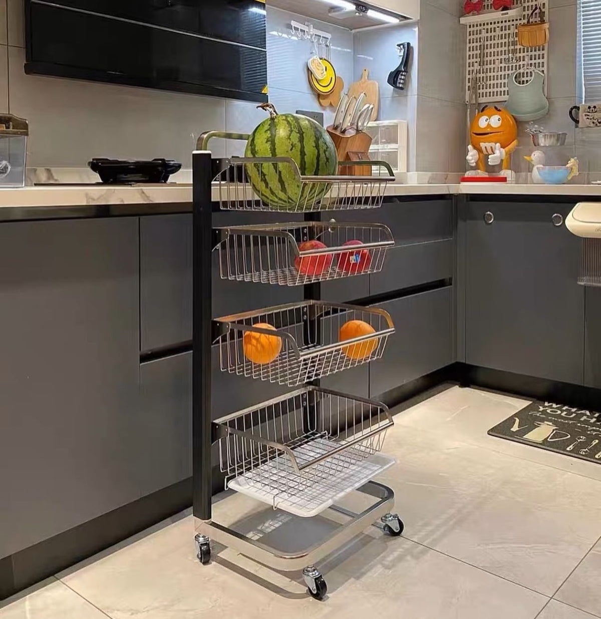 Hommie Rolling Wire Basket Kitchen Rack HBKK051 4