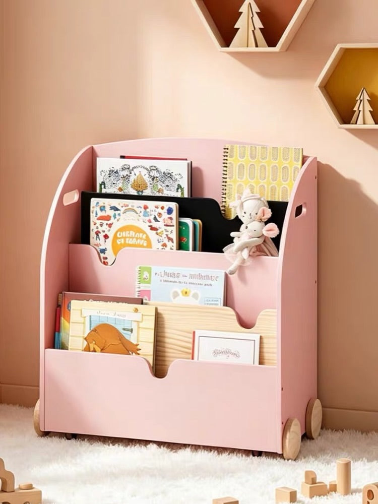 Hommie Pink Kids Bookshelf on Wheels HBKW011 2
