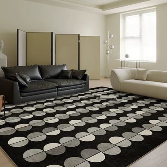 Hommie Black Grey Half Circle Pattern Carpet HBCR021 1