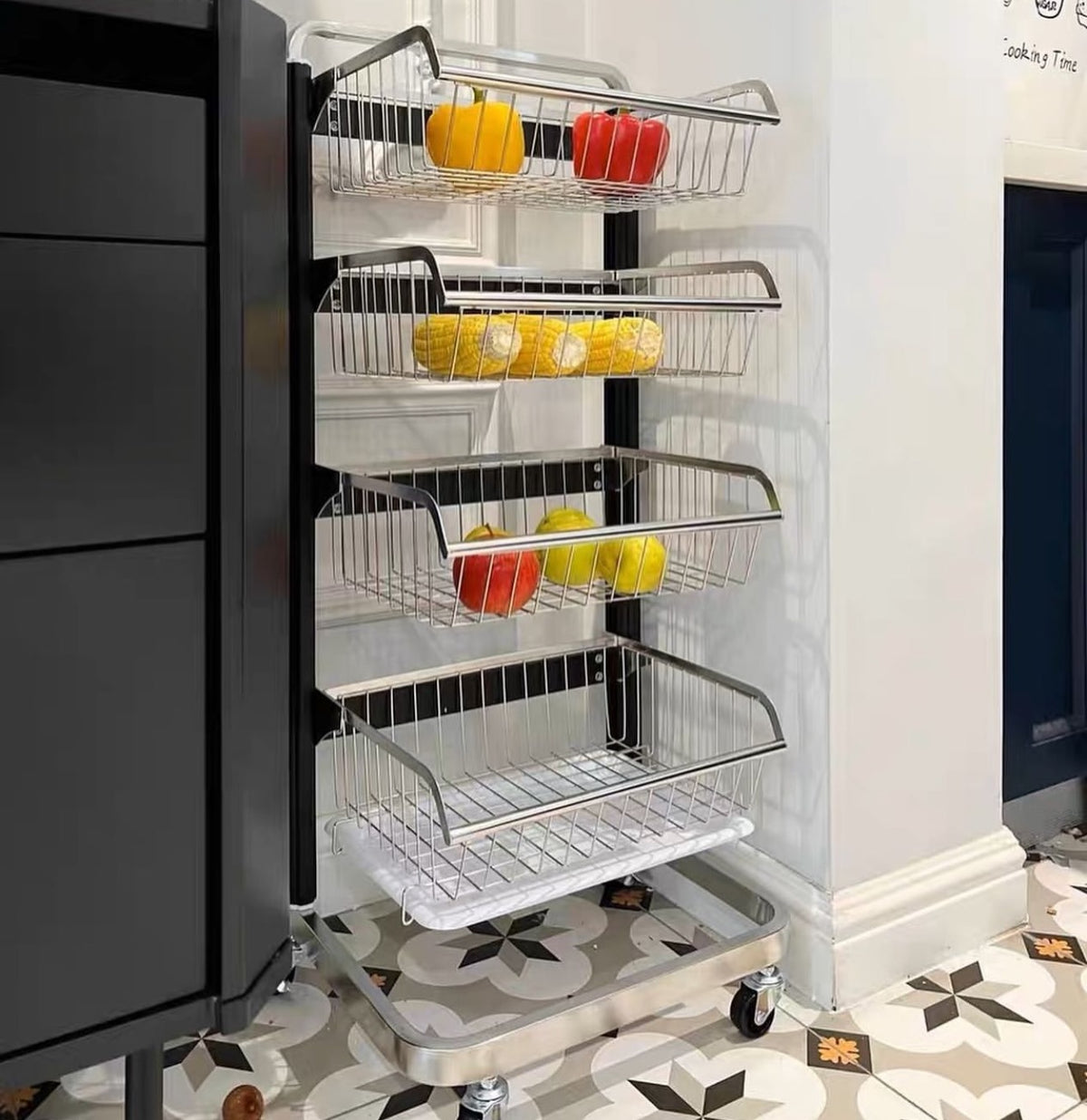 Hommie Rolling Wire Basket Kitchen Rack HBKK051 5