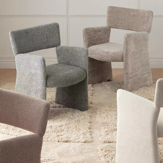 Hommie Textured Fabric Square Arm Dining Armchair HBCH042 1