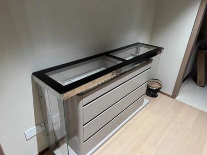 Hommie Glass Top Grey Drawer Cabinet with Lights HBCB027 2