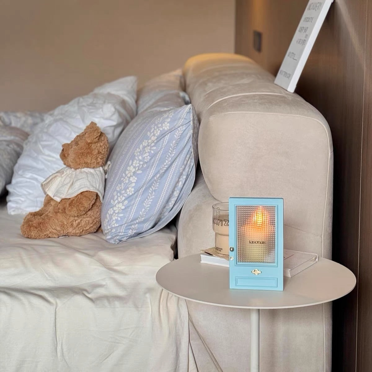 Hommie Cream Padded Headboard Bed HBBD029 4