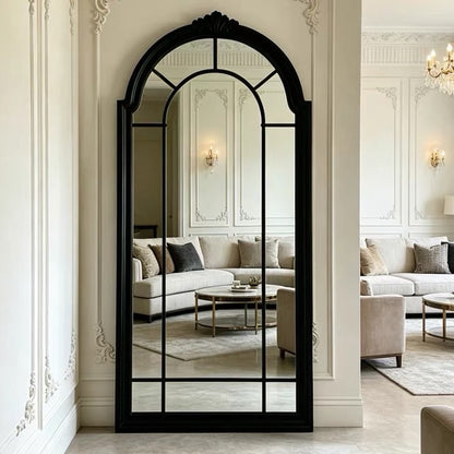Hommie Black Arched Ornate Frame Floor Mirror HBMR024 2