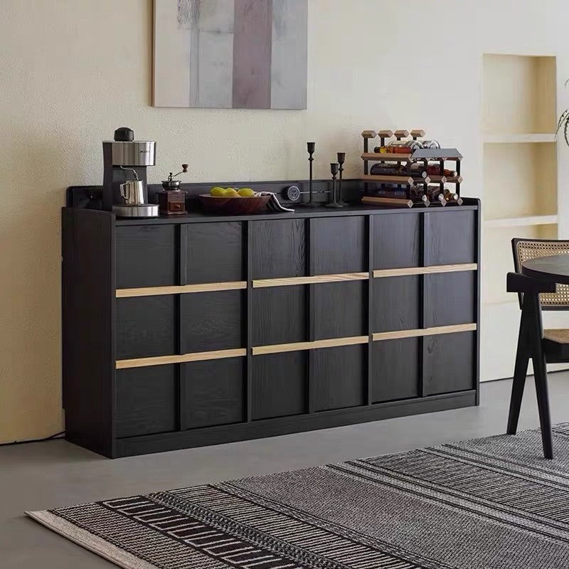 Hommie Black Wood Strip Console Cabinet HBCB026 1