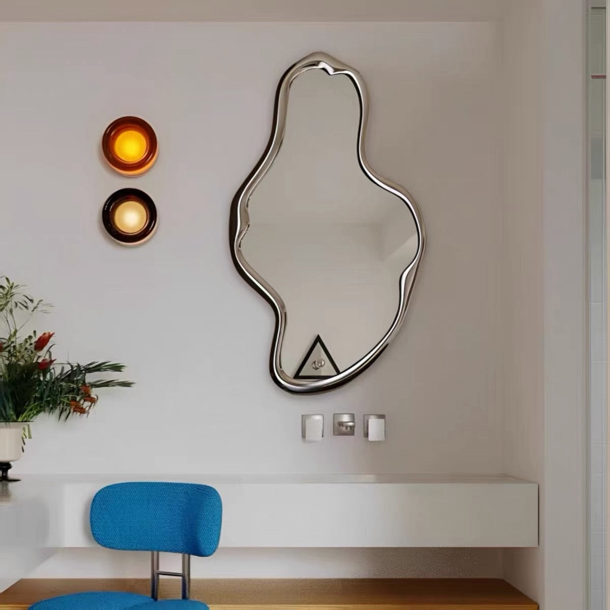 Hommie Wavy Chrome Frame Wall Mirror HBMR023 3