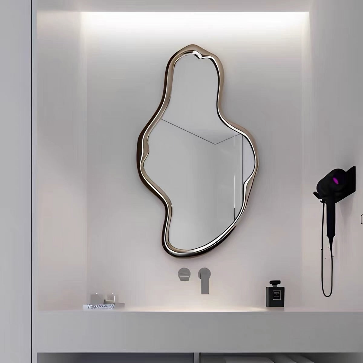 Hommie Wavy Chrome Frame Wall Mirror HBMR023 1
