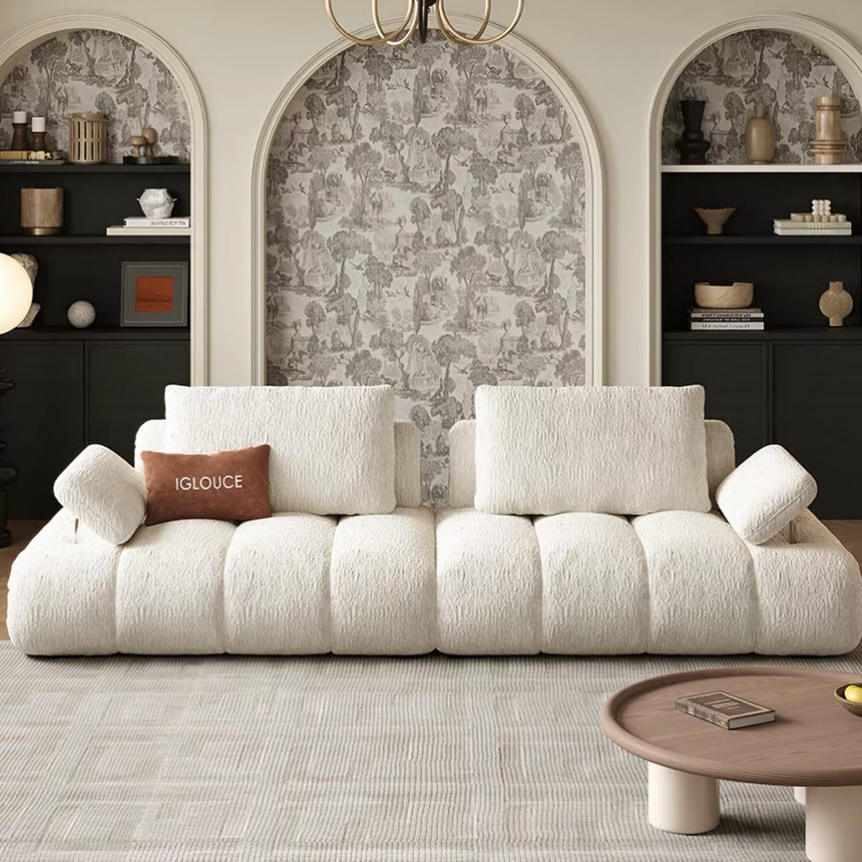 Hommie Cream Boucle Channel Seat Sofa HBSF075 3