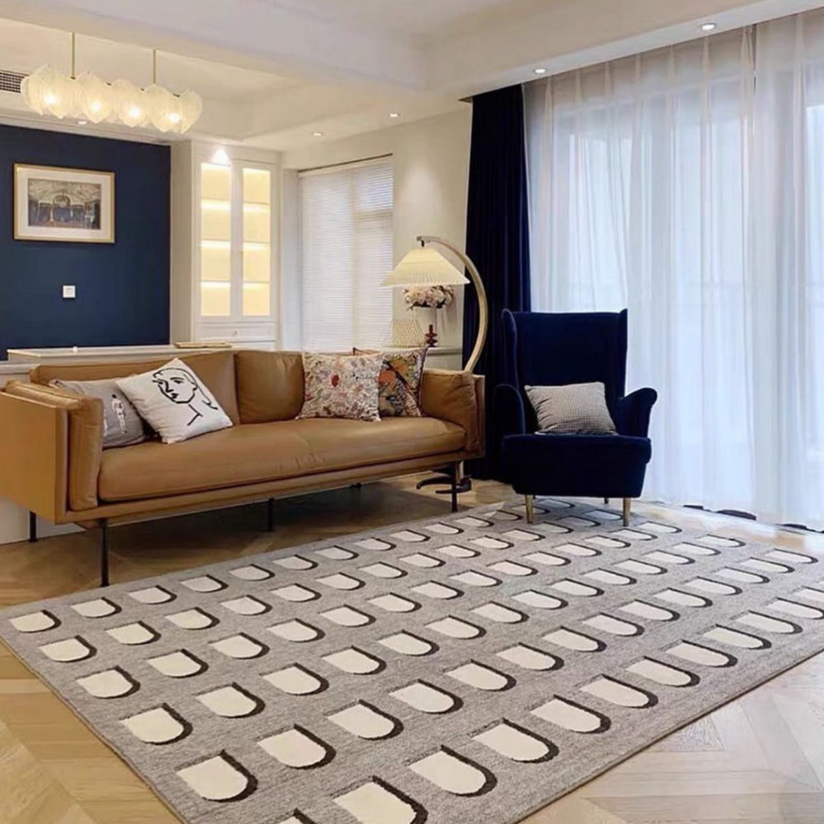 Hommie Grey Arch Pattern Art Carpet HBCR019 1