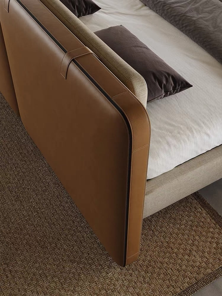 Hommie Italia Panel Headboard Bed HBBD025 Cream Tan P28 2