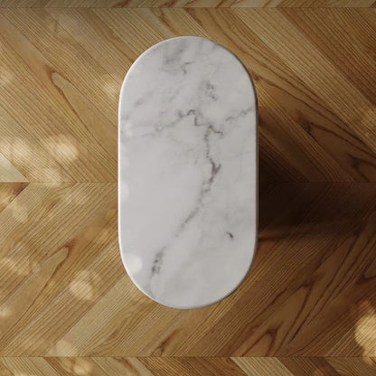 Hommie Oval Marble Leather Sling Side Table HBLC035 3