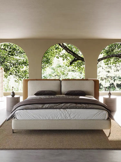 Hommie Italia Panel Headboard Bed HBBD025 Cream Tan P28 3