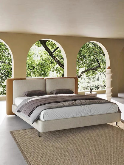 Hommie Italia Panel Headboard Bed HBBD025 Cream Tan P28 1