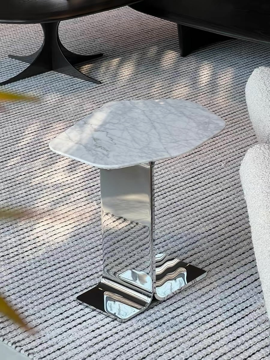 Hommie Mirror Stainless Marble Top Side Table HBLC034 3