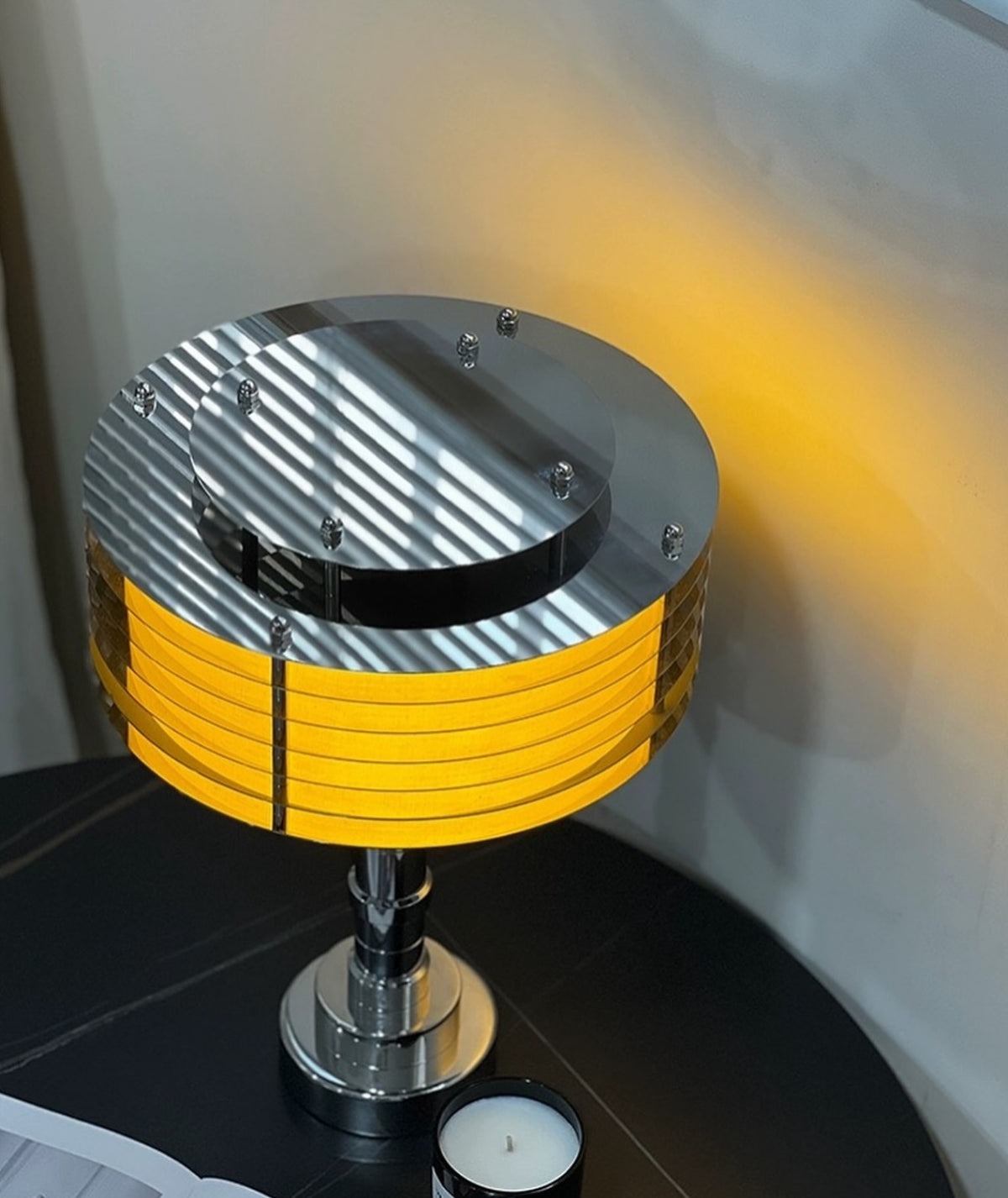 Hommie Chrome Stem Louvered Shade Table Lamp HBCL043 3