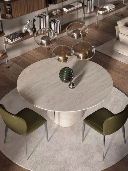 Hommie Travertine Round Cone Base Dining Table HBTD043 2