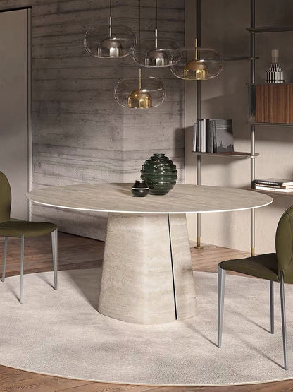 Hommie Travertine Round Cone Base Dining Table HBTD043 1