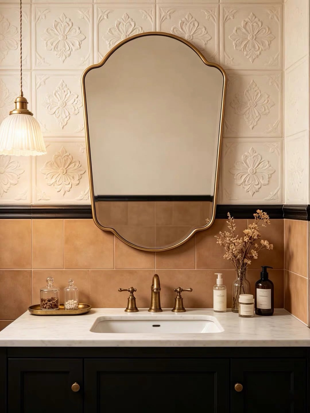 Hommie Gold Brass Shield Mirror HBMR018 1