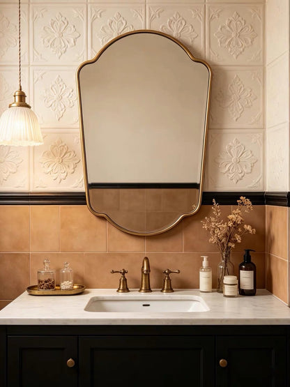 Hommie Gold Brass Shield Mirror HBMR018 1