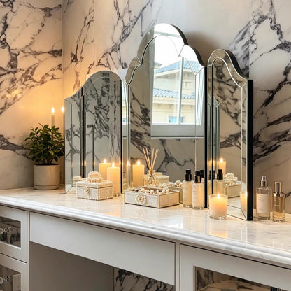 Hommie Arched Triple Panel Dressing Table Mirror HBMR019 2
