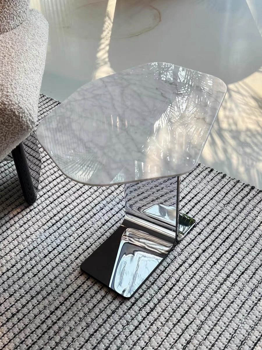 Hommie Mirror Stainless Marble Top Side Table HBLC034 1