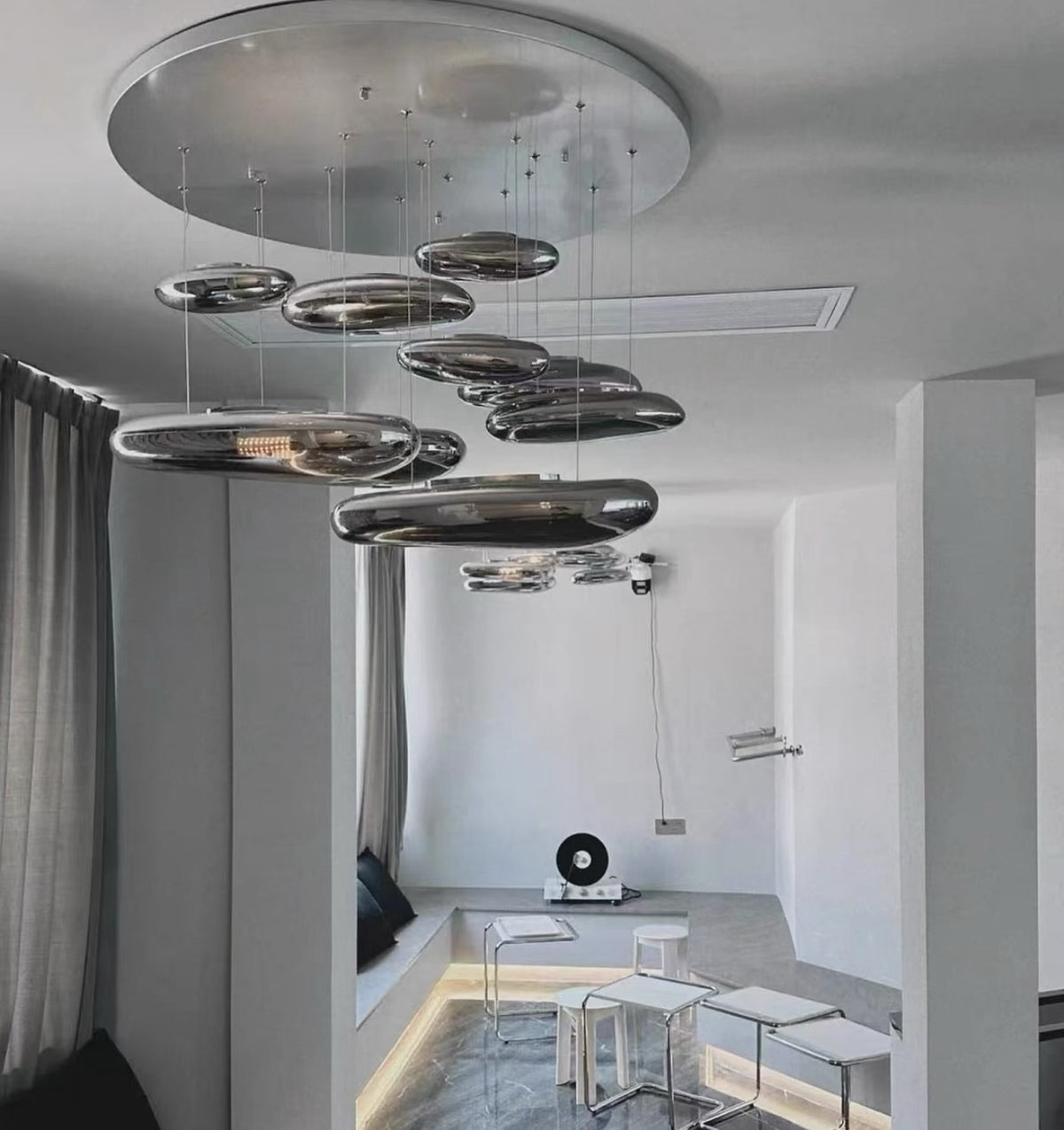 Hommie Floating Silver Stone Chandelier HBCD028 1