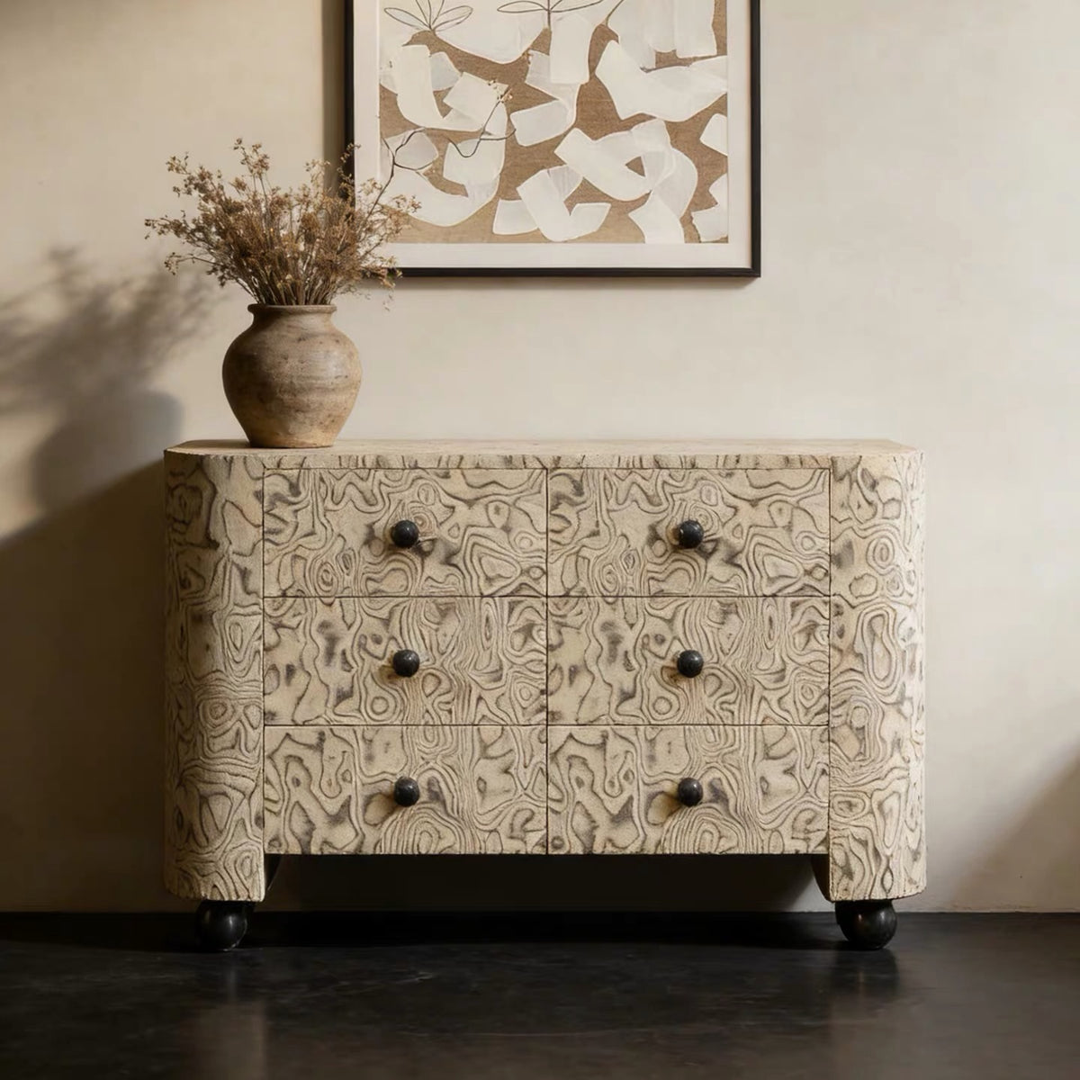 Hommie Marbled Pattern Drawer Cabinet HBCB024 2