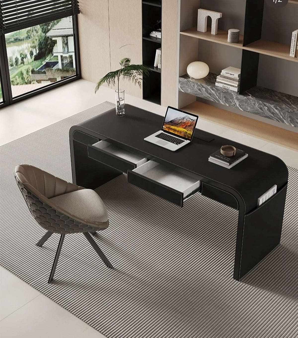 Hommie Black Saddle Leather Working Table HBWD009 1