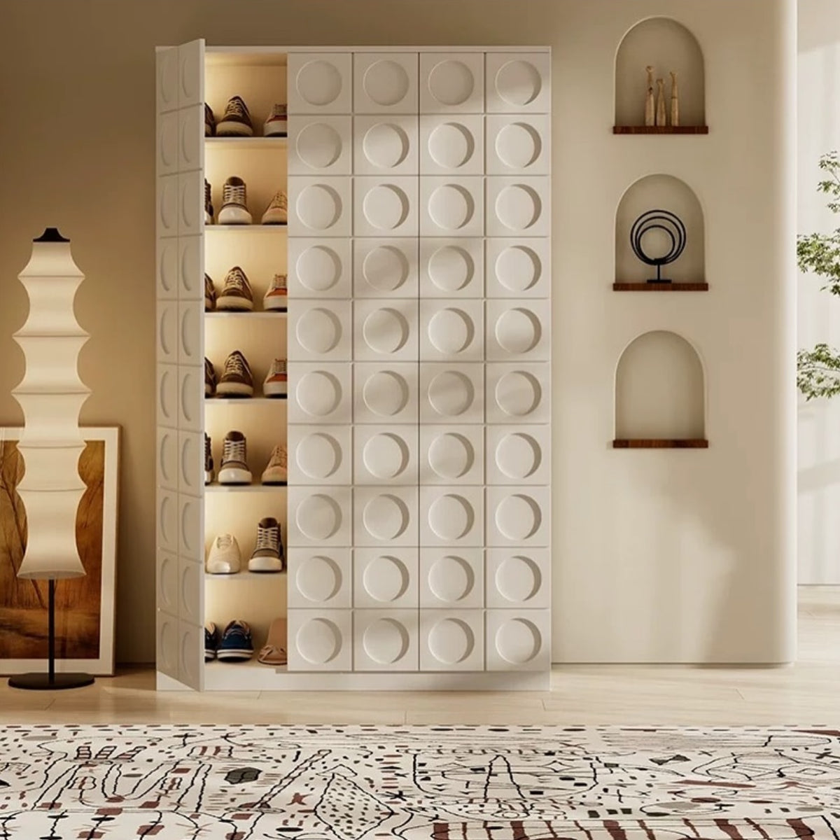 Hommie Circle Relief Door Shoes Cabinet HBSC015 2