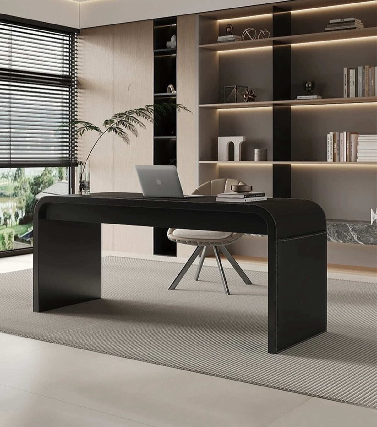 Hommie Black Saddle Leather Working Table HBWD009 2