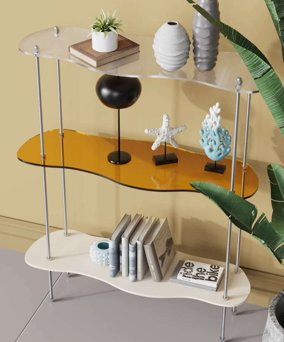Hommie Amber Acrylic Wavy Display Shelf HBMC017 1
