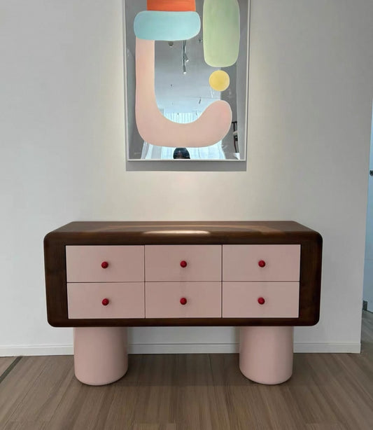 Hommie Wood Pink Drawer Cabinet HBCB023 1