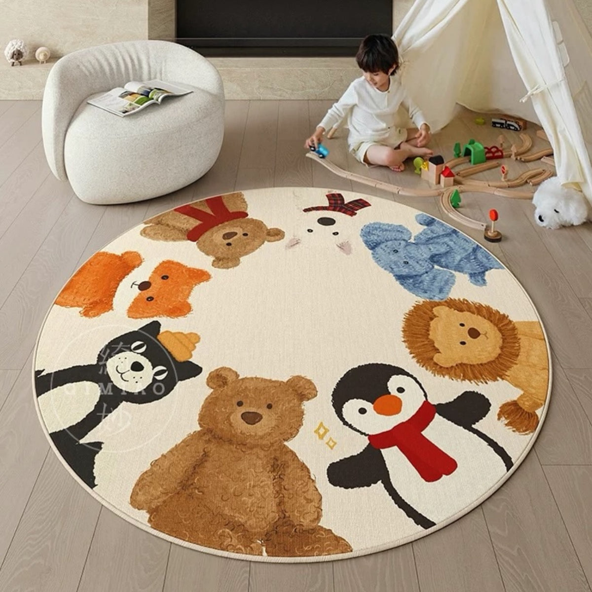 Hommie Animal Round Fluffy Carpet HBCR017 Design 03